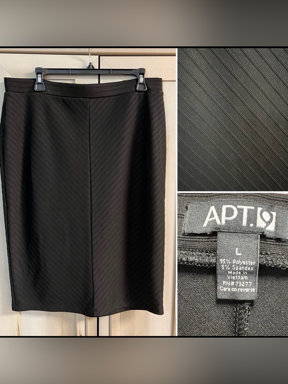 Size Large-Black Skirt-Pleated- Stretch-26"-Comfortable- Apt. 9 MSRP $40